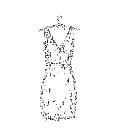 Fashion design vector illustration hand drawn. Woman dress isolated on white. Dress with Sale on hanger. Lettering.のイラスト素材