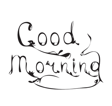 Good morning, hand lettering text, handmade calligraphy, vector illustrationのイラスト素材