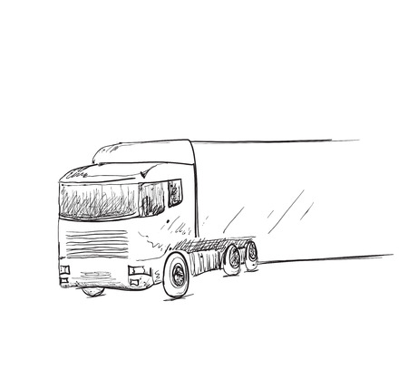 Hand drawn delivery truck with billboard space. Delivery servicesのイラスト素材