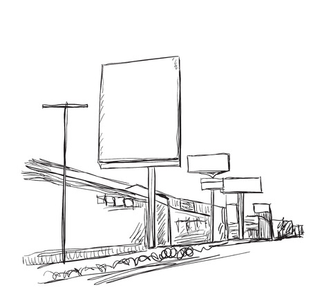 Illustration of a Billboard. Hand drawn frameのイラスト素材