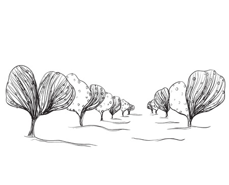 Abstract background with hand drawn doodle treeのイラスト素材