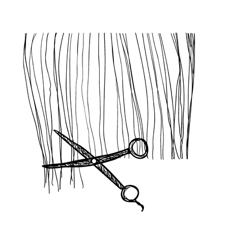 A sketch of the haircut. Hand drawn hairのイラスト素材