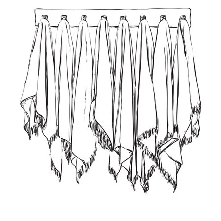 Scarf hand drawn. Scarver on the hanger. Wardrobeのイラスト素材