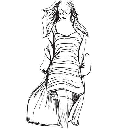 Fashion Sketch Modelのイラスト素材