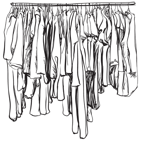 Hand drawn wardrobe sketch. Clothesのイラスト素材
