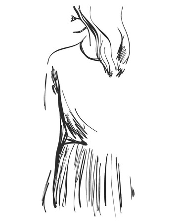 Fashion girls sketch. Cartoon models.のイラスト素材