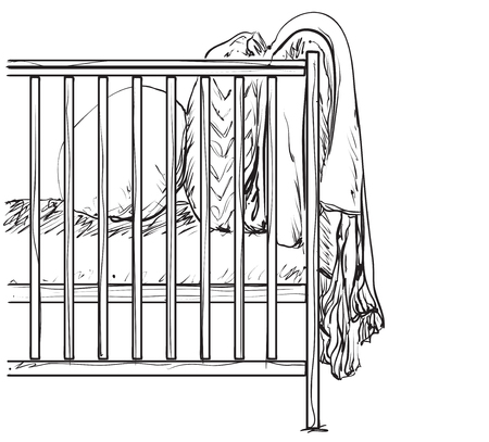 Sketch silhouette of baby crib vector illustrationのイラスト素材