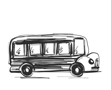 School bus icon. Outlined on white background. Transport