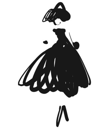 Fashion models. Sketch Hand drawn girlのイラスト素材