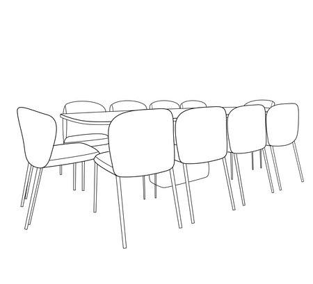 Hand drawn vector line art sketch of big dining tableのイラスト素材