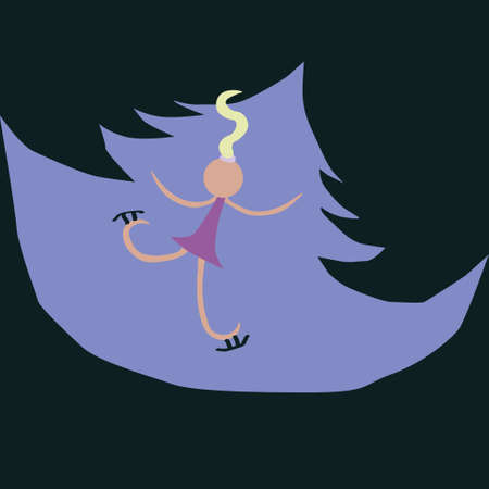 Girl on the rink. Skating near the Christmas tree.のイラスト素材