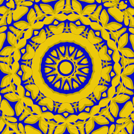 Background with decorative circular pattern in blue and yellow colors.のイラスト素材