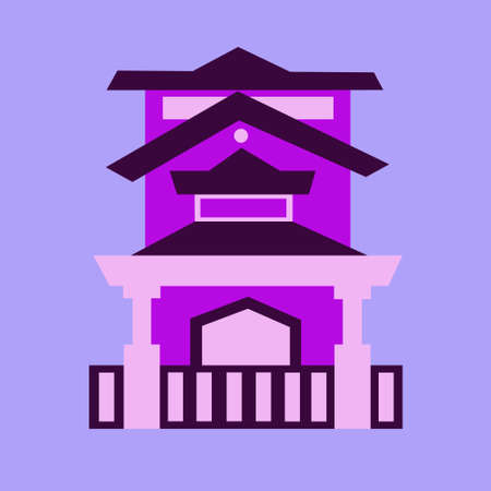 Vector illustration of an Indian two-story house.のイラスト素材