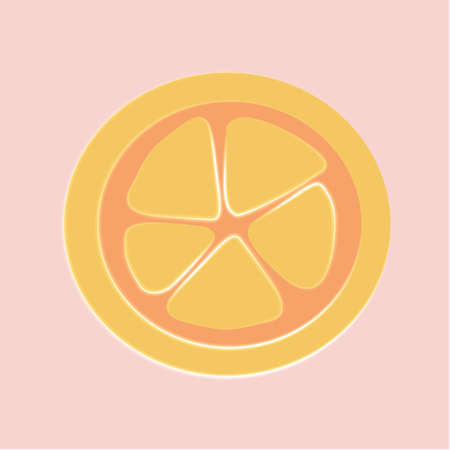 Illustration of a slice of orange with a neon effect.の写真素材