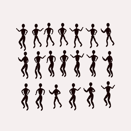 Vector set of silhouettes of men in different poses.のイラスト素材