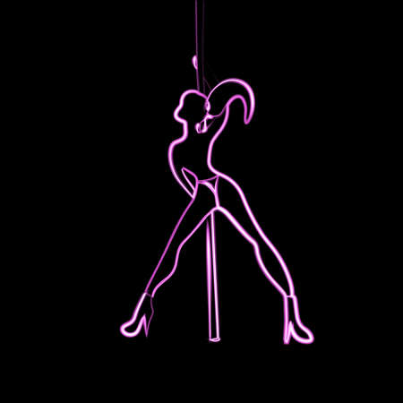 Girl dancer in a nightclub with a neon effect.のイラスト素材