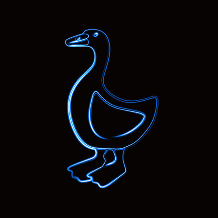 Vector illustration of a goose with a neon effect.のイラスト素材