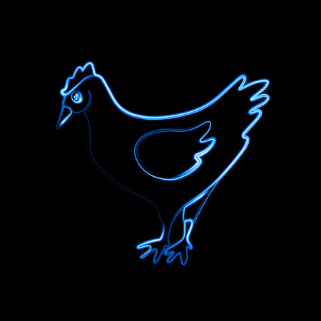 Vector illustration of chicken with neon effect.のイラスト素材