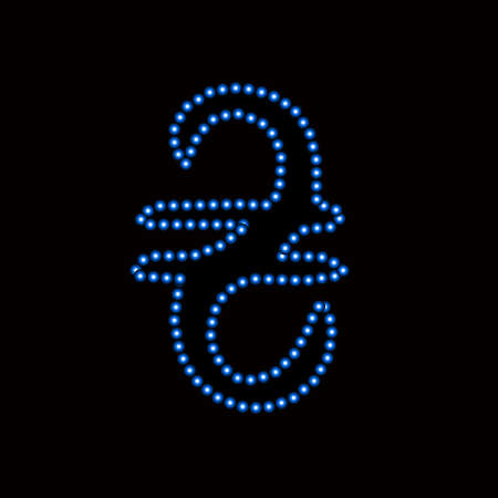 Vector illustration of Ukrainian currency symbol with neon effect.のイラスト素材