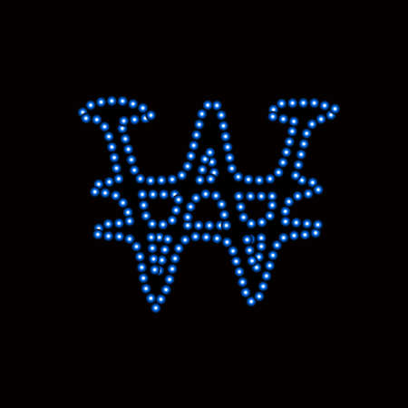 Vector illustration of Korean won with neon effect.のイラスト素材