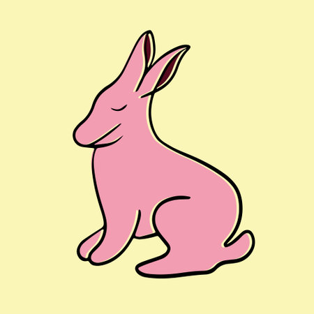 Vector illustration of a bunny on a yellow background.のイラスト素材