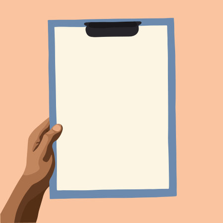 A small board with a spring clip at the top, used for holding papers and providing support for writing.のイラスト素材