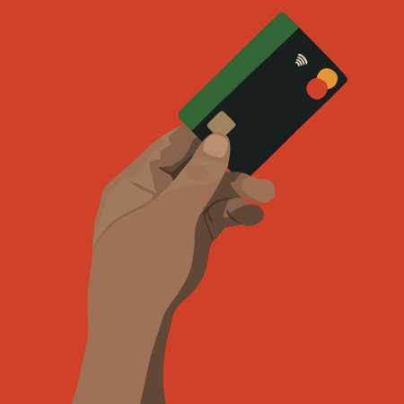 Vector isolated illustration of a hand holding a credit card.のイラスト素材