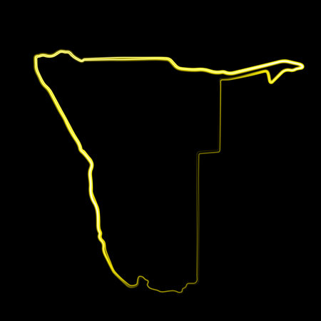 Vector isolated illustration of Namibia map outline with neon effect.のイラスト素材