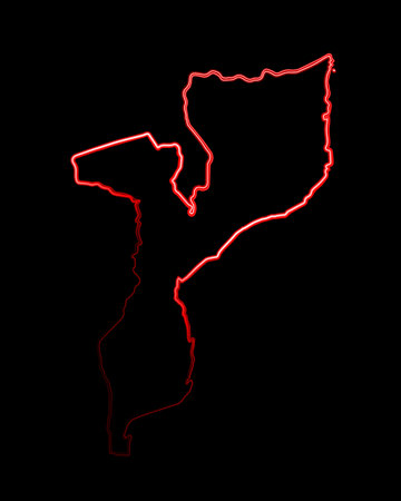 Illustration of Mozambique map with neon effect.の写真素材