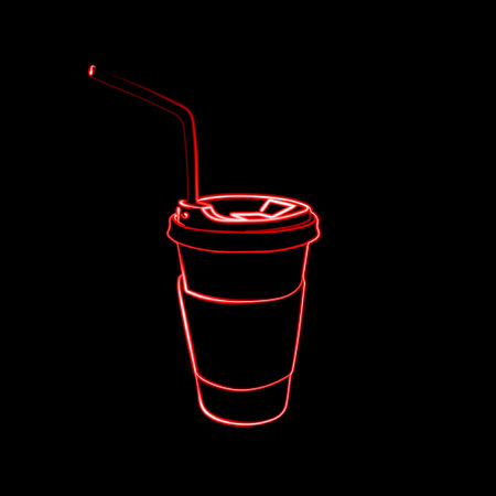 Vector isolated takeaway coffee. A coffee cup with a neon effect.のイラスト素材