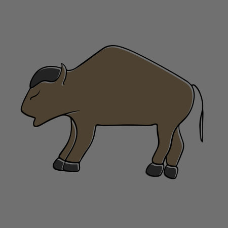 Vector isolated illustration of bison with outline.のイラスト素材