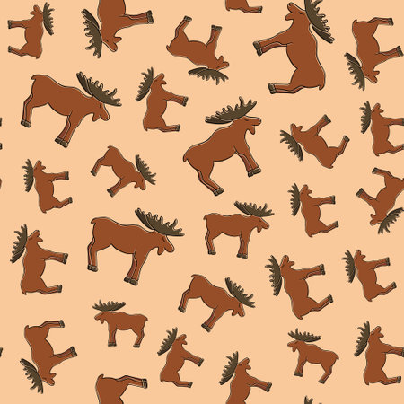 Vector isolated illustration of pattern with moose.のイラスト素材