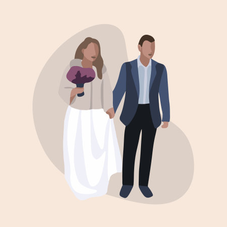 Vector isolated illustration of a couple getting married. wedding ceremony. Bride and groom.のイラスト素材