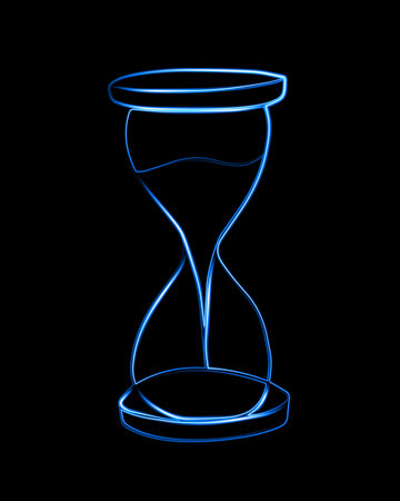 Vector isolated illustration of hourglass with neon effect.のイラスト素材
