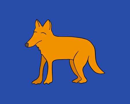 Vector isolated illustration of a fox with a stroke.のイラスト素材