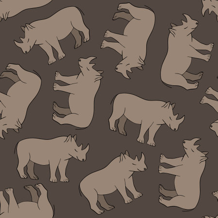 Vector isolated illustration of a pattern with rhinos.のイラスト素材