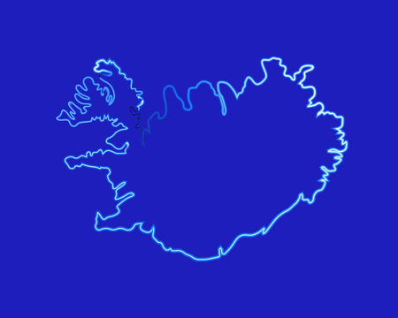 Illustration of Iceland map with neon effect.の写真素材