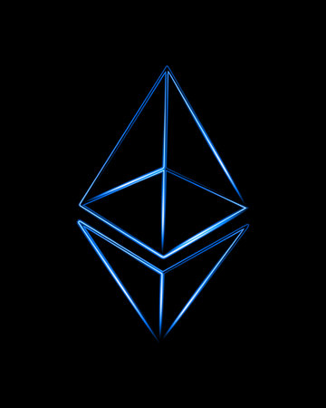 Vector isolated illustration of ether icon with neon effect. Cryptocurrency.のイラスト素材