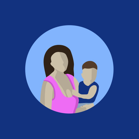Vector isolated illustration of mother and baby. A woman with a boy. motherhood.のイラスト素材