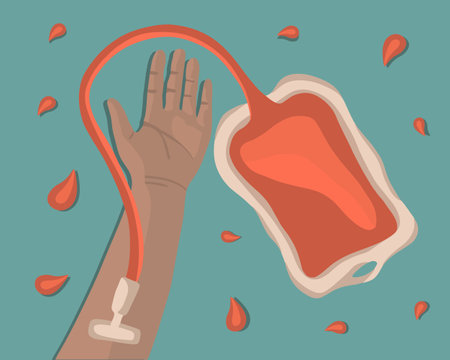 Vector isolated illustration of blood donation. World Donor Day. Blood Transfusion.のイラスト素材