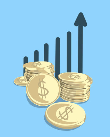 Vector isolated illustration of financial growth graph. financial success. Income statistics. Income statement. Income growth.のイラスト素材
