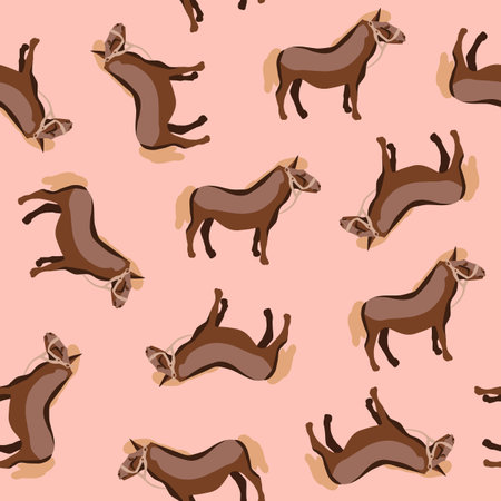 Vector isolated illustration of pattern with ponies. Pattern for printing.のイラスト素材