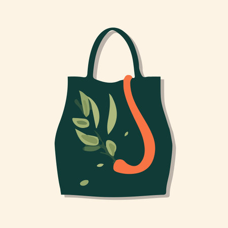 Vector isolated illustration of eco bag. Bag for everyday shopping. Fabric bag.のイラスト素材