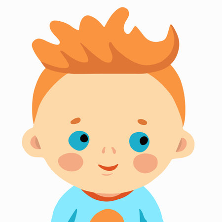 Vector isolated illustration of baby boy portrait. A boy with red hair. Kindergarten.のイラスト素材