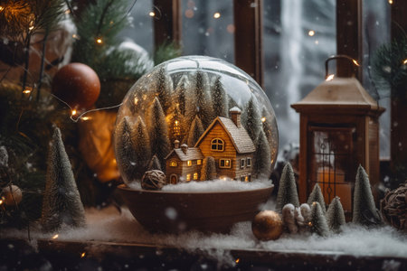 New Year's glass ball. Christmas decor. The magic of the holiday. Generative AIの素材
