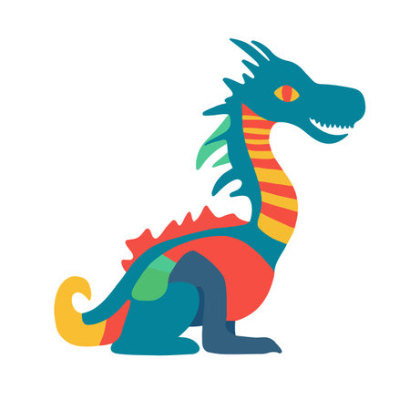 Vector isolated illustration of a colorful dragon on a white background.のイラスト素材