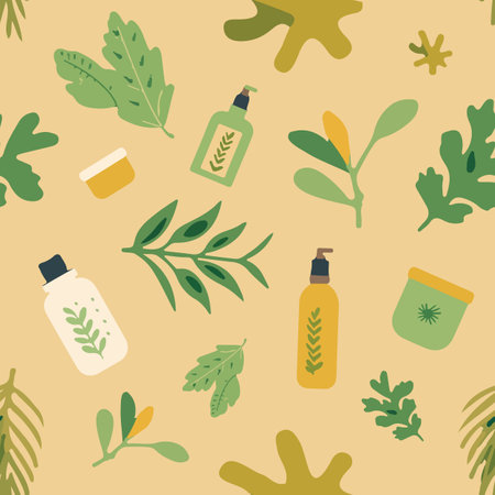 Vector isolated illustration of eco body care products pattern.のイラスト素材