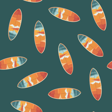 Vector isolated illustration of pattern with surfboards.のイラスト素材