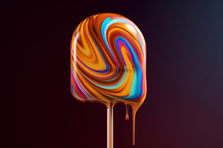 Candy on a stick. Selection of sweets. Caramel on a stick.の素材