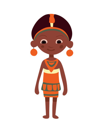 Vector isolated illustration of African girl on white background.のイラスト素材